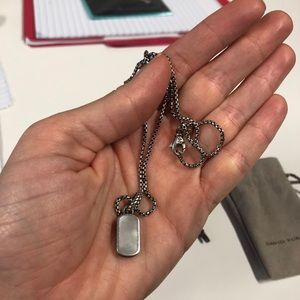 David Yurman Mother of Pearl Dogtag Necklace